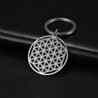 【2023】Skyrim Flower of Life Round Car Key Chain Finder Pendant for to Bag Talisman Amulet Viking Stainless Steel Keyring for Gift