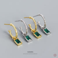 KAMIRA 925 Sterling Silver Luxury Green Clear Zircon Dangle Drop Earrings for Women Party Elegant Gold Jewelry Spring Collection
