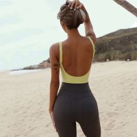 The back strap female one-piece jumpsuits yoga suit workout clothes running stretch tight training suit