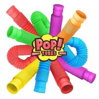 7Pcs Pop Tubes Squeeze Sensory Toy Fidget Toys Stress Relief Autism Antistress Plastic Bellows For Children Adults