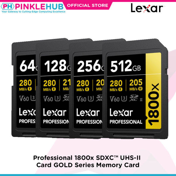 PinkleHub Lexar® Professional 1800x SDXC™ UHSII Card GOLD Series Memory Card Lazada PH