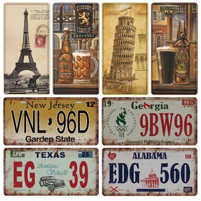 INEED Vintage Poster Countries Car Number License Plate Plaque Poster Metal Tin Signs Home Club Repair Shop Garage Wall Decor