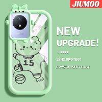 เคส JIUMOO สำหรับ VIVO Y02 Y11 Y02A เคส2023ลายการ์ตูนหมีกีฬาลายหมีสีสันสดใสน่ารักเล็กๆน้อยๆกล้องมอนสเตอร์สเตอร์นิ่มสำหรับเลนส์กันกระแทกแบบใสเคสมือถือความคิดสร้างสรรค์โปร่งใสเรียบง่ายฝาครอบป้องกันซิลิโคน