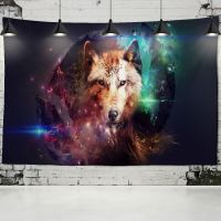 【CW】ஐ  Wolf Tapestry Psychedeli Snow Wall Hanging Backdrop Hippie Carpets Boho Table