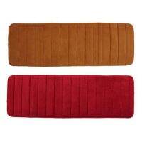 2 Pcs 120X40cm Absorbent Nonslip Memory Foam Kitchen Bedroom Door Floor Mat Rug Carpet , Khaki &amp; Date-Red