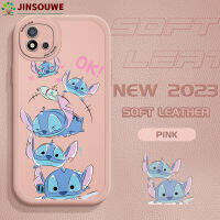 Jinsouwe เคสสำหรับ Realme C20,เคสสำหรับเด็กผู้หญิงเด็กผู้ชายผิวสัมผัสบางลายการ์ตูนน่ารักสติทช์ปกหนัง PU