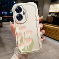 เคสสำหรับ REALME C55ดอกทิวลิปลายคลื่นไอศครีมเคสเคสโทรศัพท์นิ่มสาวน่ารัก