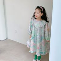 2022 Flower Girls Princess Dress Children Floral Clothing Elegant Little Girl Long Sleeve Dresses Toddler Cotton Frock