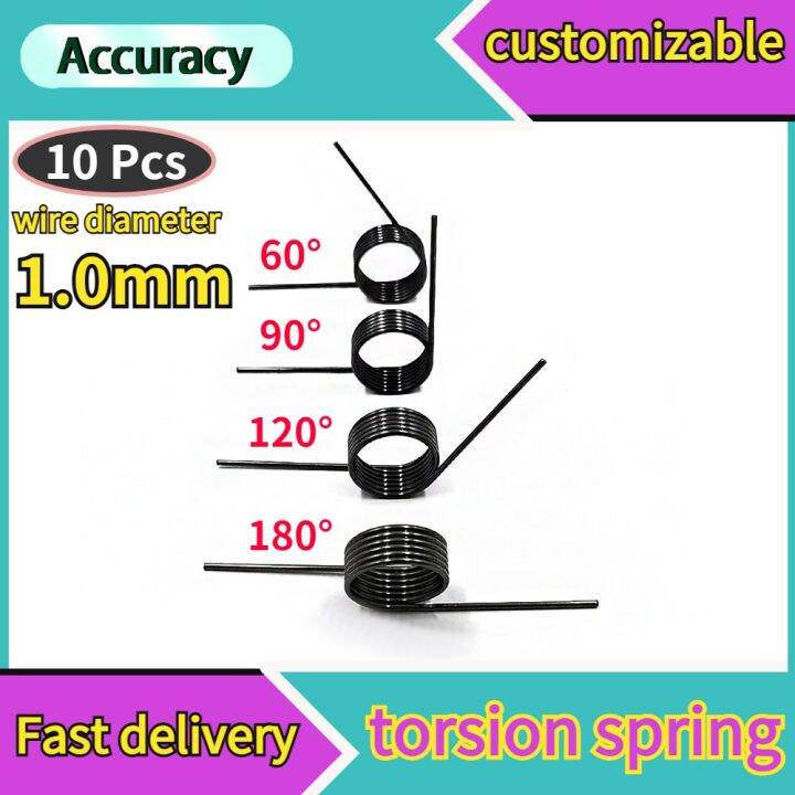 10 Pieces Wire Diameter 1.0mm 65Mn Steel VShaped Helical Torsion Spring Angle 60 90 120 180