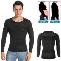 Men Slimming Body Shaper Abdomen Shapewear Waist Trainer Belly Shapers Corrective Posture Vest Compression Shirts Sleeve Corset