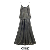 iCONiC BLACK NUDE MAXI DRESS #6957 ชุดเดรสยาว ผ้าพลีท อก34" เอว24-30" ยาว130ซม. เดรสแฟชั่น เดรสออกงาน เดรสสั้น เดรสทำงาน เดรสงานแต่ง เดรสไฮโซ เดรสหรู