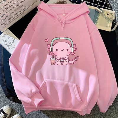 ◕☍ Axolotl Playing Video Games Gamer Hoodie Hoodies Spring/Autumn Sweatshirt Sudaderas