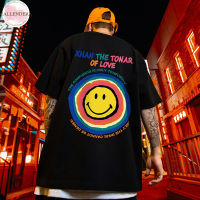 Men Summer Oversize T-shirt Half Sleeves Round Neck Tops Cartoon Printing Loose Casual Pullover Shirt