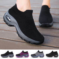 Women Tennis Shoes Outdoor Women Sneakers Breathable Mesh Height-increasing Slip-on Female Sock Footwear Thick Bottom 5CM