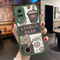 เคส Hontinga สำหรับ Vivo Y31 2021 Y51 2020 Y51A 2021 Y53S 4G เคสโทรศัพท์ซิลิโคนนิ่มหนังหมีการ์ตูนน่ารักเคสป้องกันกล้องคลุมทั้งหมดฝาหลังกันกระแทกเคสโทรศัพท์นิ่มสำหรับเด็กผู้หญิง