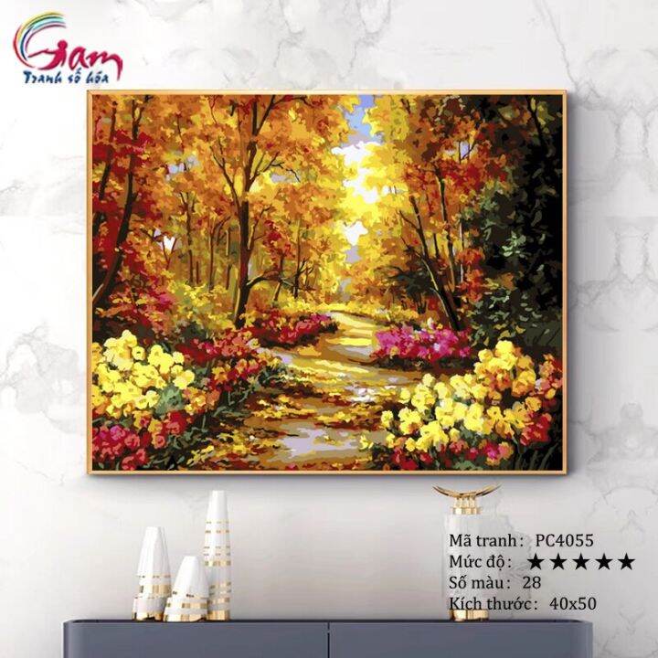 Tranh Tô Màu Theo Số Sơn Dầu Số Hóa Gam Lối Mòn Mùa Thu Pc4055 | Lazada.Vn