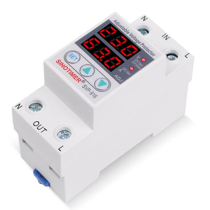 sinotimer-63a-ตัวบาลาสไฟฟ้า-ป้องกันไฟตกไฟเกิน-มาต่ำหรือสูงไปจากค่าที่ตั้งค่าไว้-ระบบจะตัดแล้วทำงานใหม่-ป้องกันอุปกรณ์ไฟฟ้าเสียหาย-แท้