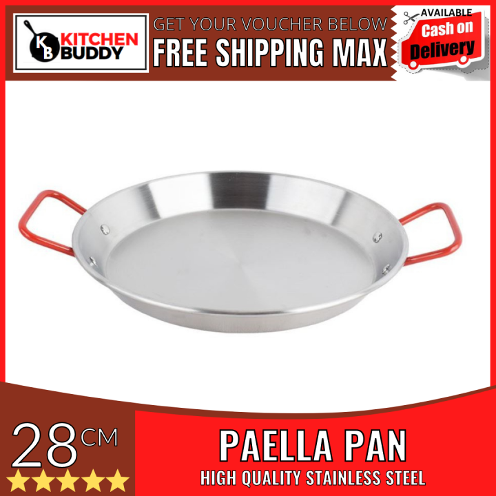 28cm Stainless Steel Paella Pan Good for 56 Persons Ready to Ship