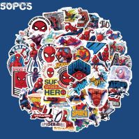 50PCS Anime Disney Marvel Spiderman Stickers Avengers Skateboard Guitar Laptop Luggage Cartoon Waterproof Sticker Kid Toys