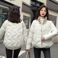 【cw】 Womens Cotton-Padded Winter Clothes 2022 New Korean Style Loose Short Contrast Color Cotton-Padded Coat for Students Thickened Padded Jacket ！