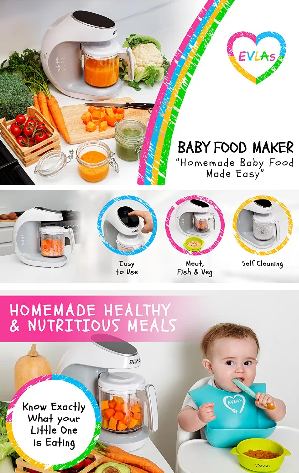  Baby Food Maker, Baby Food Processor Blender Grinder Steamer  Cooks Blends Healthy Homemade Baby Food in Minutes Touch Screen Control…  (BFM-003) : Baby
