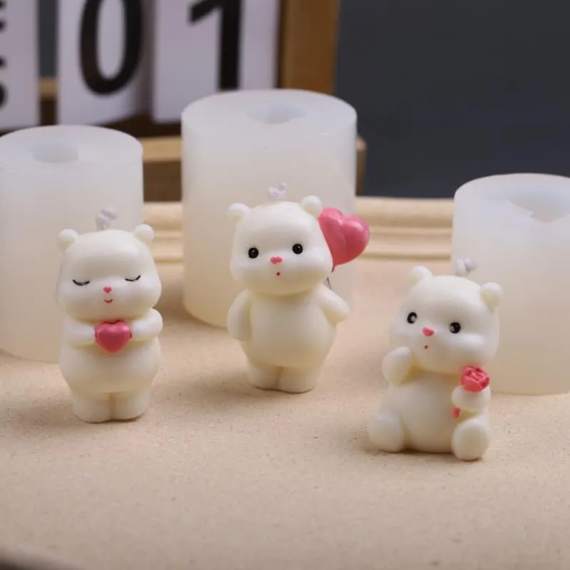 Cute Bear Silicone Mold Mini bear mold for Candle Making DIY Candle Mold  Aromatherapy Plaster Mold