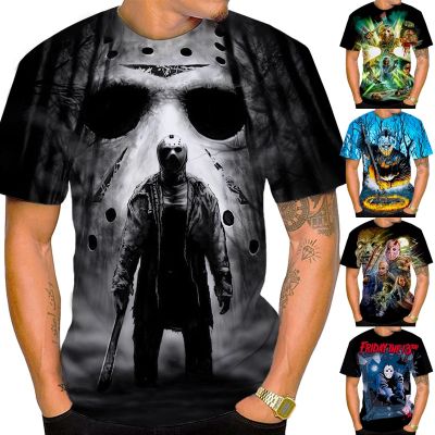 New Casual Short Sleeve Top Movie Friday the 13thJason Pattern 3D T-shirt Fashion Round Neck Trend Short Sleeve Top T-Shirt T-shirt
