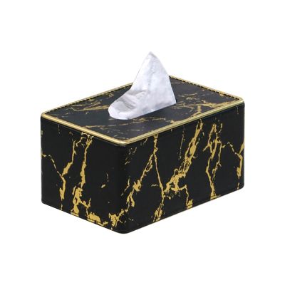 Leather Marble Tissue Box Desktop Paper Towel Holder Napkin Storage Container Home Office Decoration