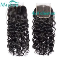 Curly Transparent Lace Frontal 13x4 Remy Human Hair Extension Pre Plucked Bleached Knots Lace Frontal Closure Water Wave Curly