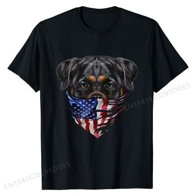 Rottweiler Dog in Flag of USA Bandana T-Shirt Tops T Shirt New  Casual Cotton Mens Tshirts Casual