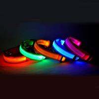 【JH】Nylon Led Dog Luminous Collar Night Safety Flashing Glow In Dark Dog Cat Leash อุปกรณ์สำหรับสัตว์เลี้ยงแบบปรับได้7สี