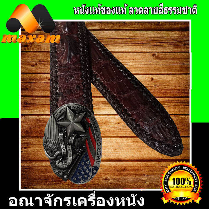 เข็มขัดหนังจระเข้เเท้-หัวเข็มขัด-สีเงินรูปอินทรี-สีน้ำตาลเป็นส่วนของกระดูกหลัง-ถักขอบตลอดเส้น-ร้านขายกระเป๋าหนังอันดับ1-ต้องที่ร้าน-bestcare