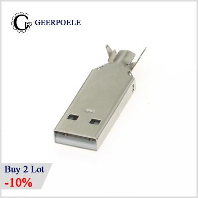 10 pcslot Gold Plating USB 2.0 Type A 4 Pin 30V 1.5A Connectors Jack Tail Male Plug Socket Electric Terminals Wire