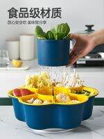 ✥ Eat hot dish artifact Jiugongge special tableware vegetable platter drain basket large blue thickened