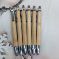 4Pcs Set Bamboo Wood Ballpoint Pen 1.0mm Bullet Tip Blue Black Ink Signature Ball Pen Office School Wrting Stationery Pens