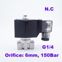 GOGO 150Bar GSPG-06 2 way water high pressure solenoid valve 1/4" BSP 220V 24V Orifice 6mm N.C stainless steel 304 valve Valves