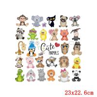 Cartoon Small Animal Thermo-stickers On Clothes Cat Dog Patch Cute Bird Owl Stripe Iron On Transfers For Clothing Animal Sticker