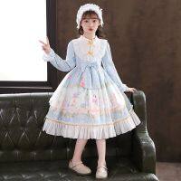 Princess Lolita Skirt Girls Summer New Spain Sweet Children Cartoon Dress Long Sleeve Puffy Tulle Skirt Cute Kids Loli Clothes