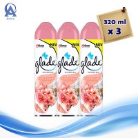 Glade Air Freshener Spray Sakura &amp; Waterlily Scent 320 ml x 3 pcs. เกลด สเปรย์ปรับอากาศ กลิ่นซากุระและวอเตอร์ลิลลี่ 320 มล. x 3 กระป๋อง