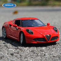 124 Alfa Romeo 4C ของเล่นรถสปอร์ตรุ่นล้อแม็ก D Iecast กับ3ประตูเปิดแบบคงที่รถรุ่นเด็กของขวัญของเล่นคอลเลกชันตกแต่ง