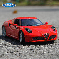 WELLY 1:24 Alfa Romeo 4C Coupe ล้อแม็กรถสปอร์ตรุ่น D Iecasts โลหะของเล่นยานพาหนะรถรุ่นจำลองสูงคอลเลกชันเด็ก Gift888