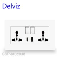 2023ytuc038 Delviz เต้าเสียบ USB ชนิด C ที่ชาร์จ1A1C แผงควบคุมพอร์ตเต้าเสียบมาตรฐานปลั๊กไฟ