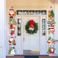 YACHT กระดาษสำหรับตกแต่ง แบนเนอร์แขวนประตู ของตกแต่งแขวน สโนว์แมน ธงแขวนคริสต์มาส ที่มีคุณภาพสูง ซานตาคลอส คู่สุขสันต์วันคริสต์มาส บ้านในบ้าน