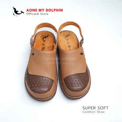 Aone My Dolphin[ลิขสิทธิ์แท้] WD57 - รองเท้าเพื่อสุขภาพ รองเท้าผู้หญิง รองเท้าหนังแท้ รองเท้าแบบสวม รองเท้าส้นแบนมีสายรัดส้นเท้า ใส่สบาย ตรงปก