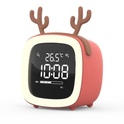 Cut Digital Alarm Clock Cartoon Night Light Desk Alarm Clock Rechargeable Battery, Christmas gift for Kids