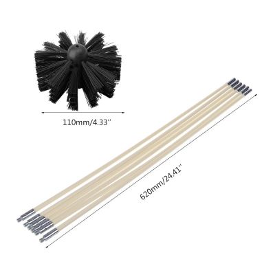 Nylon Brush With 6pcs Long Handle Flexible Rods For Chimney Kettle House Cleaner Cleaning Tool Kit