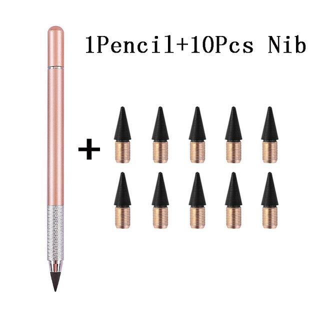 11pcs-set-metal-infinity-writing-eternal-pencil-hb-no-ink-magnetic-suction-nib-art-sketch-pencils-school-kawaii-stationery-gifts