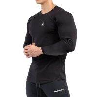 Casual Long sleeves T-shirt Autumn New Gym Fitness Running Exercise Cotton Round Neck T-Shirt Slim Tee Male Sports Tops Clothing