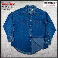 Wrangler®แท้ อกจริง 47 ไซส์ XL เสื้อเชิ้ตผู้ชาย แรงเลอร์ สียีนส์ เสื้อแขนยาว สวยๆ