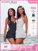 Atlanticbeach Vacation Swimsuit Retro Wave Point Skirt One-Piece Swimsuit Conservative Cover Belly Summer Water Play